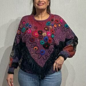 Mariea Kim Purple Oversized Vintage Sweater Sz M